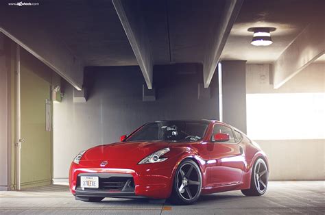 Red Nissan 370Z Gets Improved Lighting and Matte Black Avant Garde Rims — CARiD.com Gallery