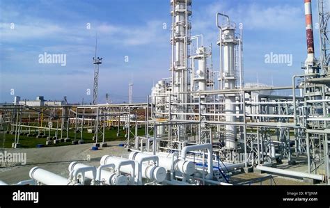 The oil refinery. Equipment for primary oil refining Stock Photo - Alamy