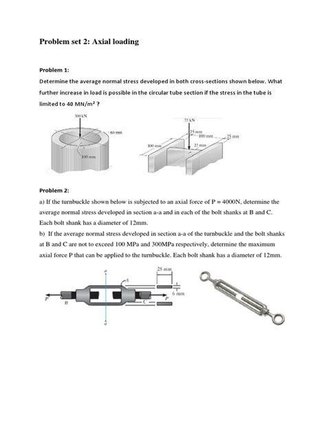 Problem Set 2 - Axial Loading | PDF