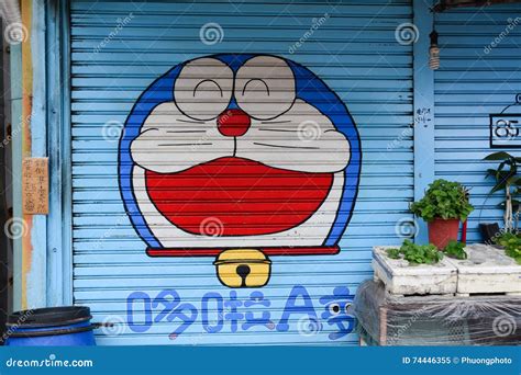 Doraemon Painting at the Door of Old House in Tainan, Taiwan Editorial ...