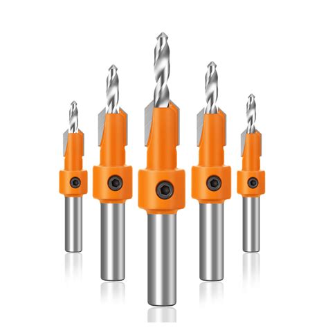 5pcs 10mm carbide tip hss woodworking countersink drill router bit set ...