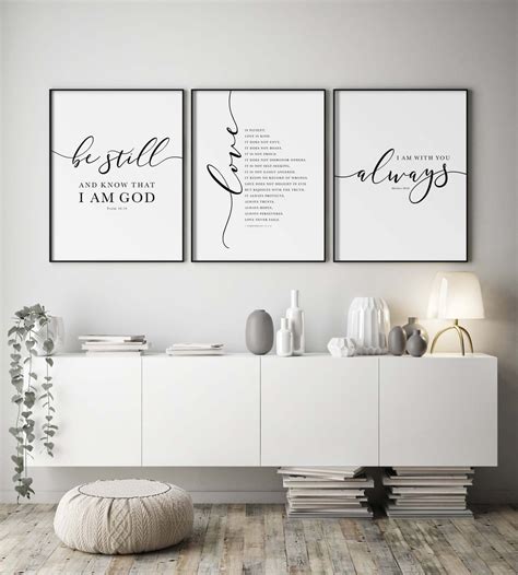 Bible Verse Wall Art Gallery Set of 3 Prints Be Still Love - Etsy