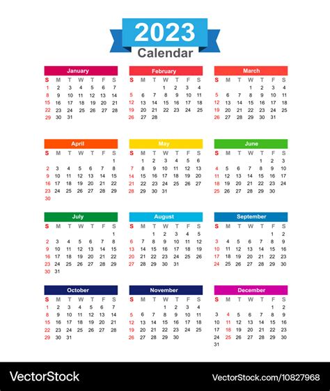 2023 year calendar isolated on white background Vector Image