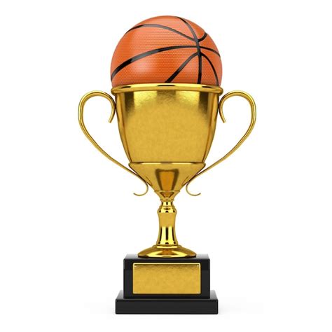 Premium Photo | Basketball Ball with Golden Award Trophy Cup on a white background. 3d Rendering