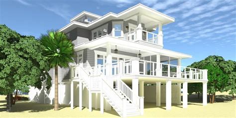 Plan 44164TD: Elevated Cottage House Plan with Elevator | Modern beach ...