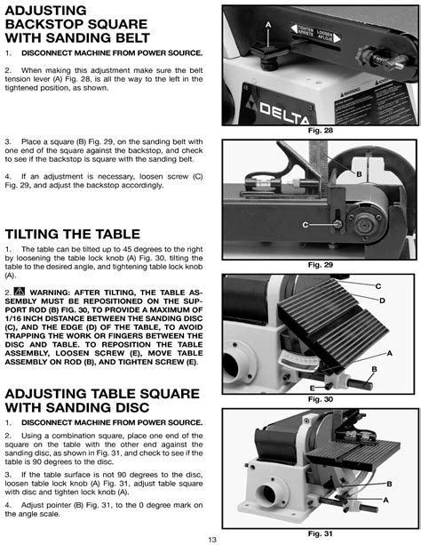 Delta 4" Belt 6" Disc Sander Model 31-460 Instruction & Parts Manual ...