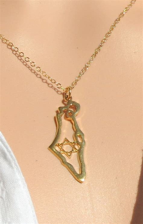 ISRAEL Map Necklace Israel Necklace Jewish Jewelry Holy - Etsy