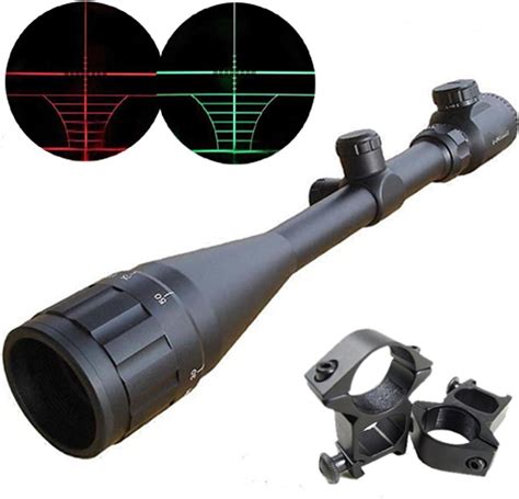 Amazon.com : LMJ-CN Optics Hunting Rifle Scope 6-24x50 AOE Red & Green Illuminated Crosshair Gun ...