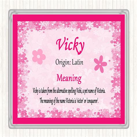 Vicky Name Meaning Drinks Mat Coaster Pink | eBay