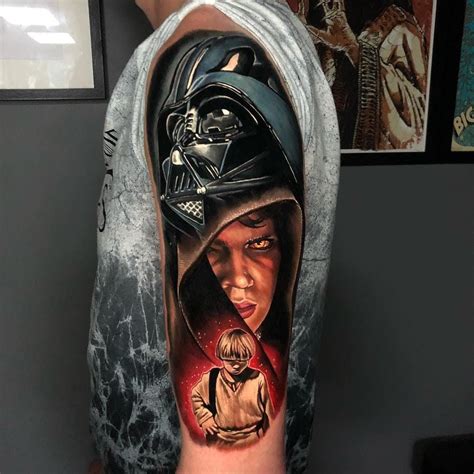 Star Wars Tattoo by Alex Rattray more realistic tattoos: https://www.tattoodo.com/s/tattoos ...