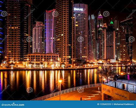 Dubai Marina Towers Beautiful Night View Stock Image - Image of arab, city: 122642223