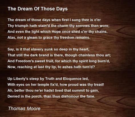 The Dream Of Those Days Poem by Thomas Moore - Poem Hunter