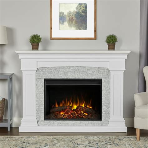 Deland Grand Electric Fireplace in White by Real Flame - Walmart.com - Walmart.com