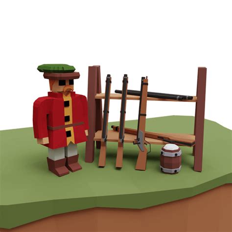 A cossack and weapons : r/lowpoly