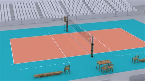 volleyball court higly detailed real size 3D model OBJ 3DS FBX BLEND ...