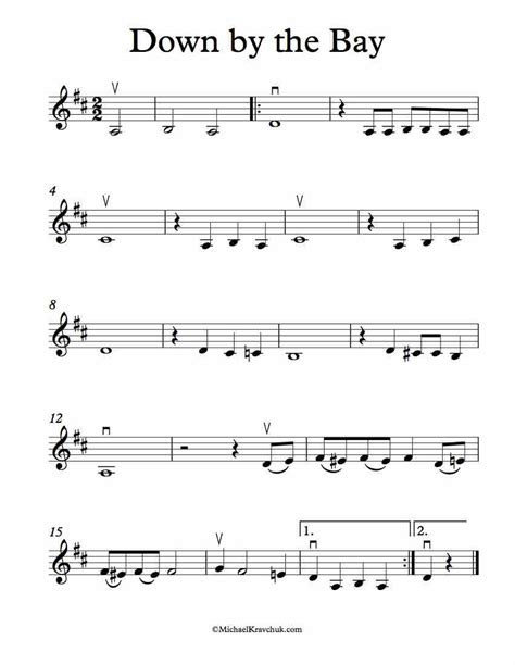 Free Violin Sheet Music – Down By The Bay – Michael Kravchuk