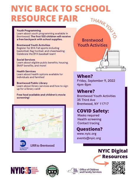 NYIC Back to School Resource Fair, Brentwood Youth Activities ...