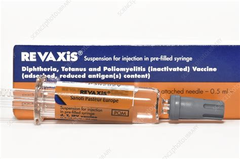 Revaxis vaccine (diphtheria, tetanus and polio) - Stock Image - C047 ...