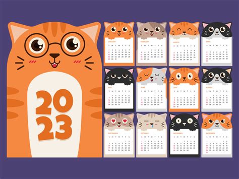 Calendar year 2023, kitten and cat design by ~ EpicPxls