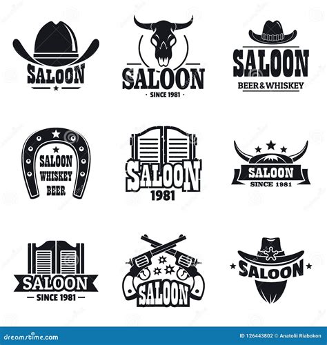 Saloon Logo Set, Simple Style Stock Vector - Illustration of nature, design: 126443802