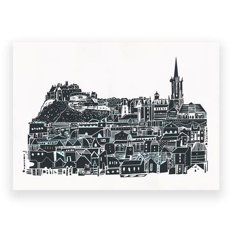 Edinburgh City Skyline Screen Print | The Red Door Gallery