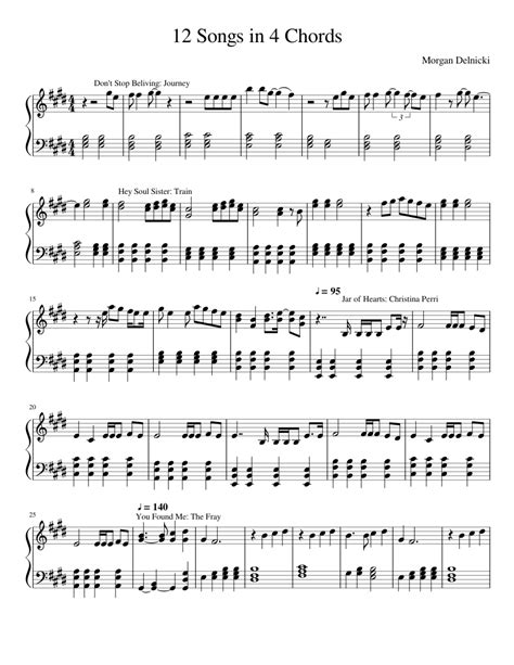 4 Chord Song Chords Piano Music Sheet - Chord Walls