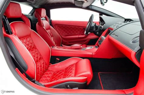 2009 Lamborghini Gallardo red and black interior grey piping diamond stitch #lamborghinigallardo ...