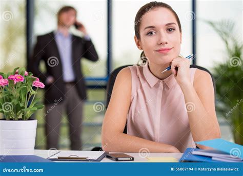 Secretary and boss stock photo. Image of businesswoman - 56807194