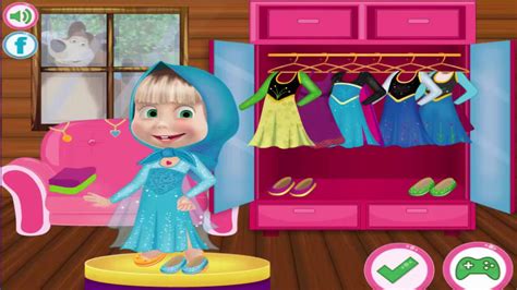 Masha And The Bear Frozen Dress Up (Маша и Медведь) - Games For Kids - YouTube