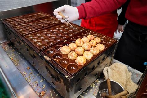 Traditional Takoyaki As Famous Street Food in Osaka Stock Image - Image ...