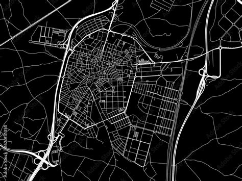 Vector road map of the city of Parla in Spain on a black background ...