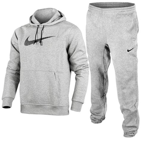 Nike Mens Swoosh Fleece Overhead Hoodie Sweatshirt Jogging Bottom Full ...