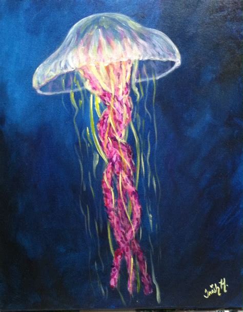 Colorful Jelly fish 16x20 acrylic | Jellyfish art, Jellyfish painting, Acrylic painting inspiration