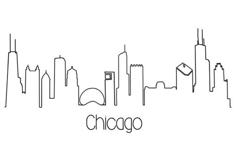 Chicago Skyline Outline Drawing