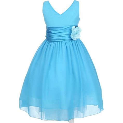 Dreamer P - Big Girls' Chiffon V Neck Back to School Party Birthday Flower Girl Dress Turquoise ...