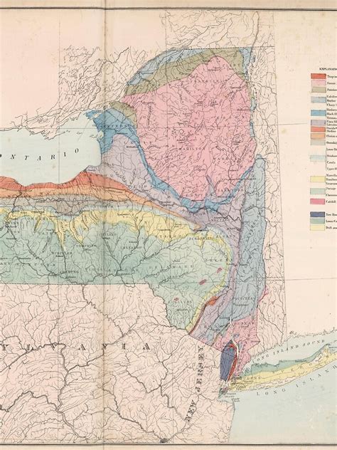 "Vintage Geological Map of New York State (1870)" T-Shirt by ...