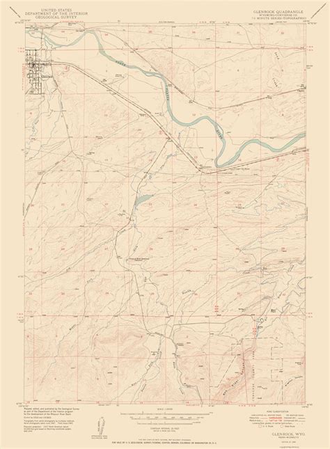 Topo Map - Glenrock Wyoming Quad - USGS 1950 - 23.00 x 31.34 - Glossy Satin Paper - Walmart.com