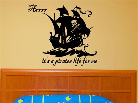 Pirate Ship Wall Decal with Skull and Cross Bones Childrens