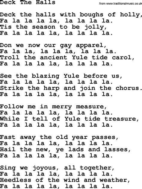 Joan Baez song - Deck The Halls, lyrics