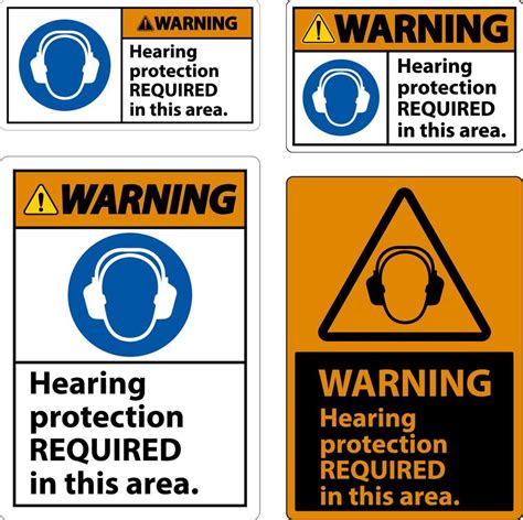 Warning Hearing Protection Required Sign On White Background 11125124 ...