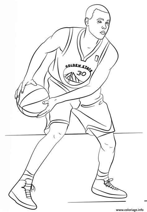 Coloriage Stephen Curry Nba Sport Dessin Basketball à imprimer