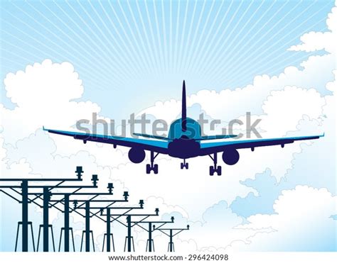 Airplane Landing Vector Stock Vector (Royalty Free) 296424098