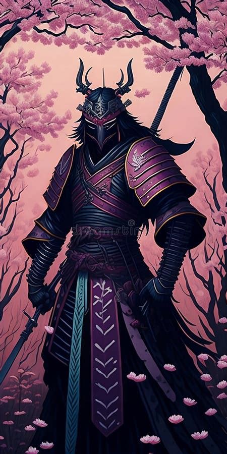 The Way of the Sakura Samurai Stock Illustration - Illustration of ...