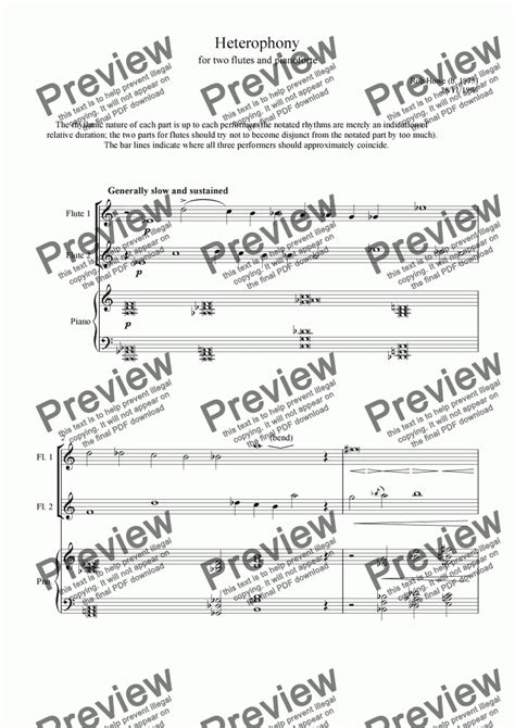 Heterophony for two flutes and pianoforte - Download Sheet Music PDF