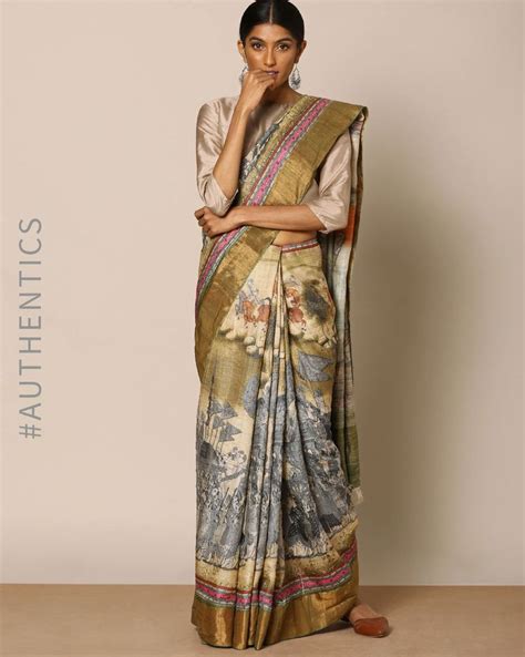 Buy Rudrakaashe-MSU Women Multicoloured Pure Silk Printed Designer Saree | AJIO | Saree, Saree ...