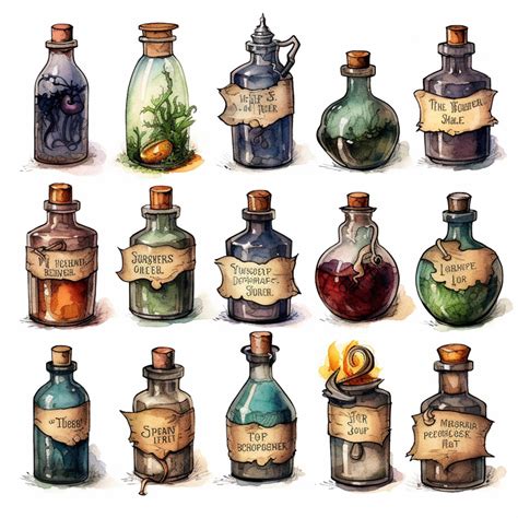 Premium Photo | There are many bottles with different types of potions in them generative ai