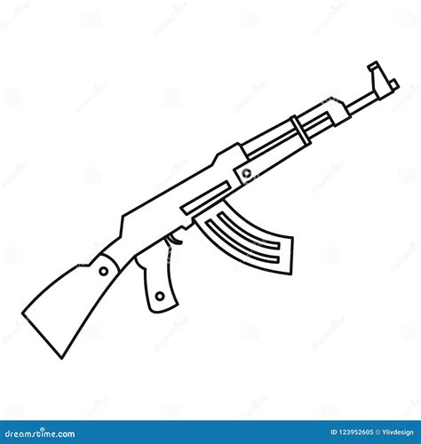 Submachine Gun Icon, Outline Style Stock Illustration - Illustration of ...