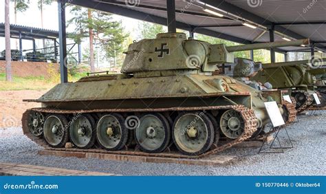 Parola, Finland - May 2, 2019: Tank Museum in the City of Parola. Soviet Tank T-34-76 Editorial ...