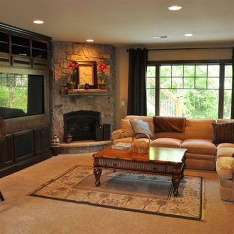 44 Stunning Corner Fireplace Ideas For Your Living Room Design | Fireplace furniture, Living ...