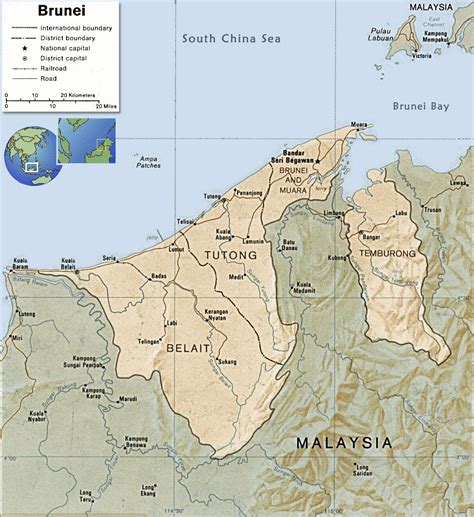 Brunei Map, Bandar Seri Begawan - Asia